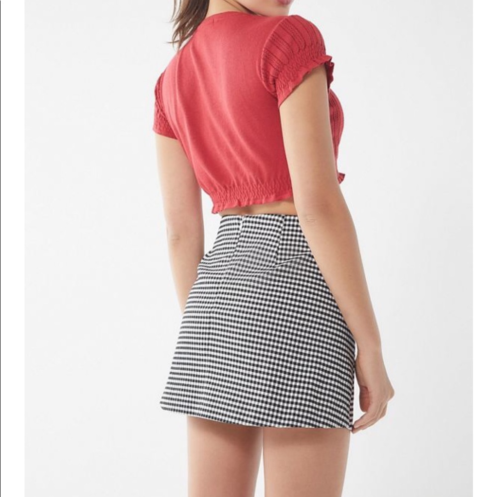 Gingham side pocketed mini skirt